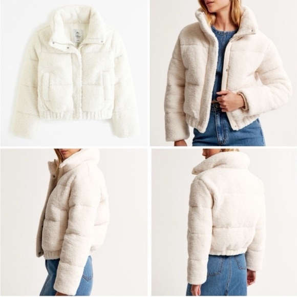 Abercrombie & Fitch | The A&F Ultra Collection | Cream Sherpa Jacket size small - Picture 13 of 14
